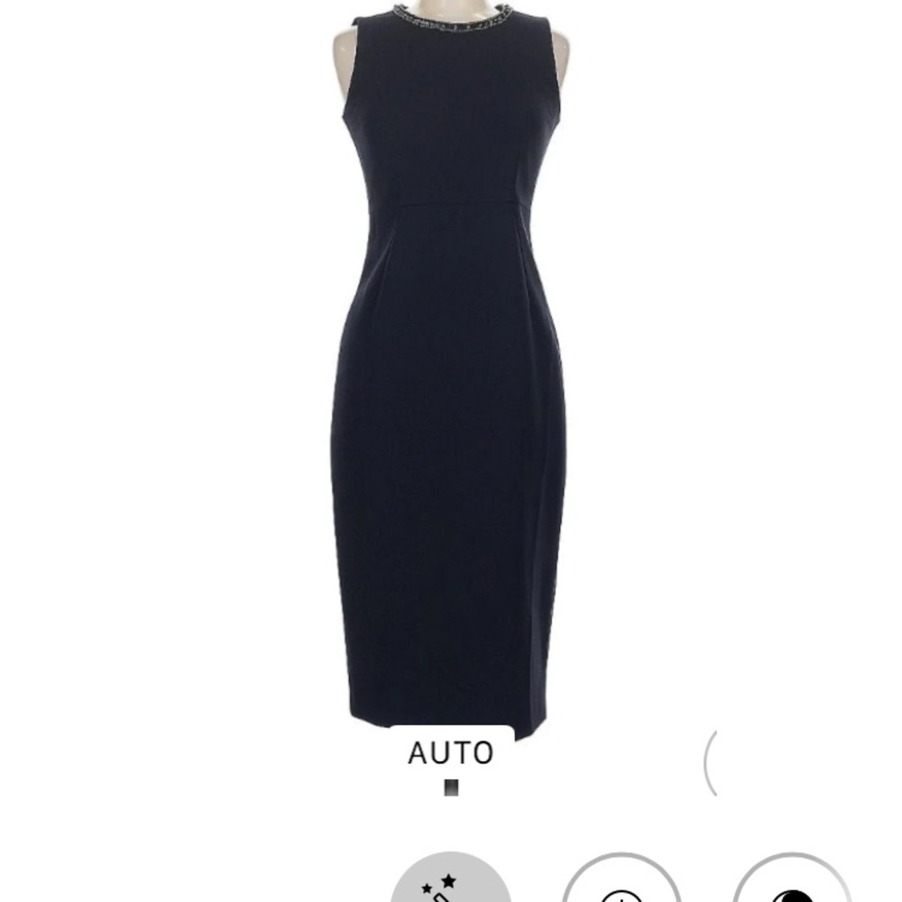 MaxMara Black Midi Dress with Embellished Neckline